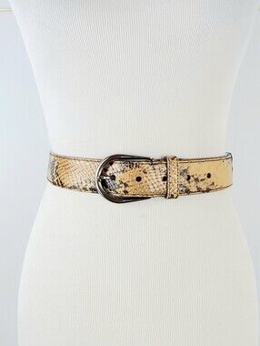 Miu Miu Made In Italy Tan Black Snakeskin Genuine Leather Belt